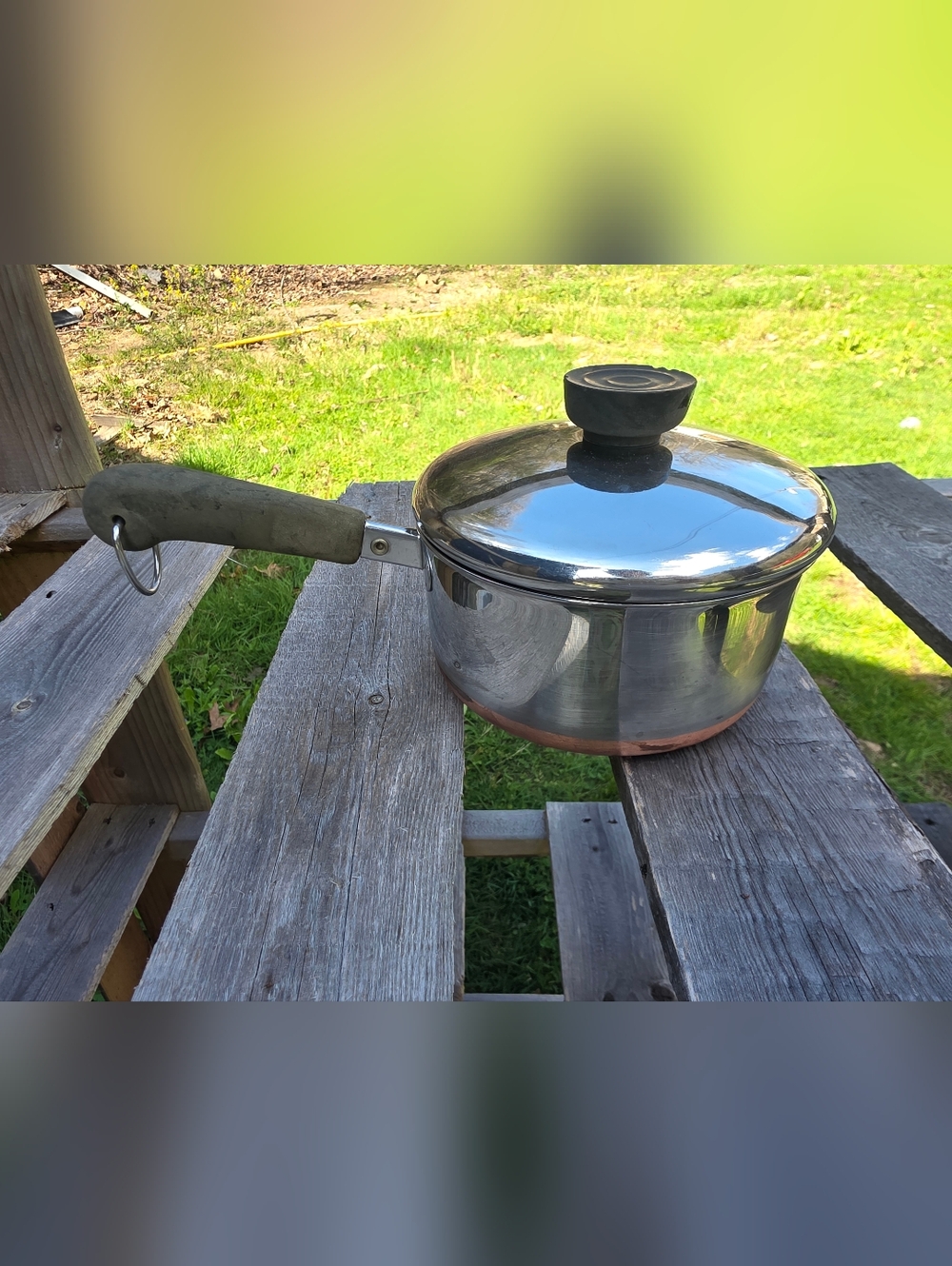 1801 Revere Ware 1 Quart Copper Bottom Saucepan With Lid USA 13" X 6" Wide